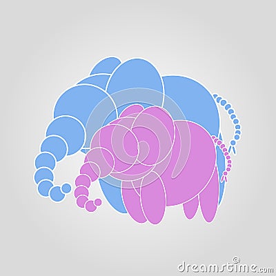 Cute blue and pink elephants Cartoon Illustration